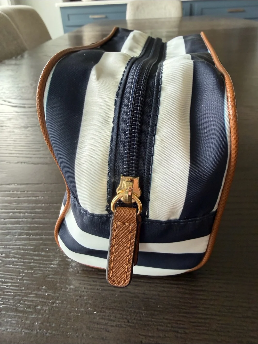 Michael Kors Navy, White & Tan Cosmetic bag